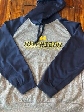 Pro Edge Michigan Wolverines Navy and Gray Hooded Sweatshirt